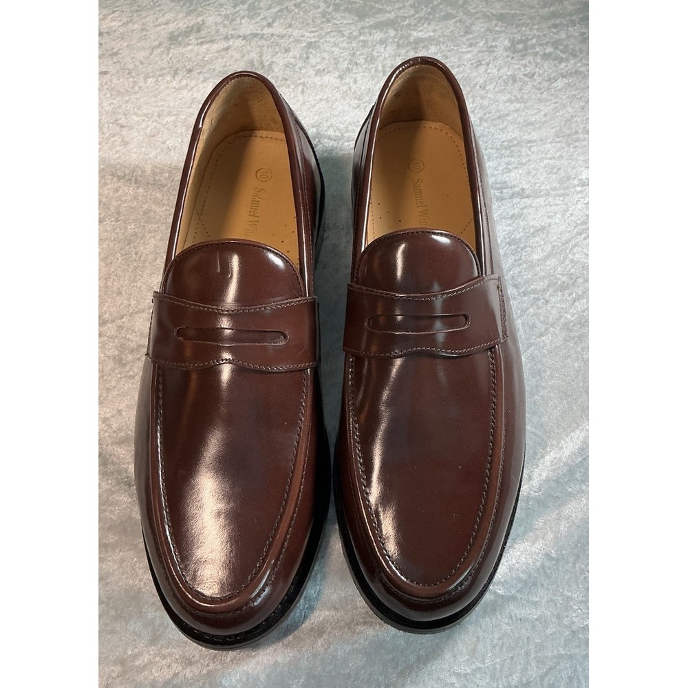 Samuel Windsor Men's Brown Leather Penny Loafers Dress Shoes Size 10 Classic EUC